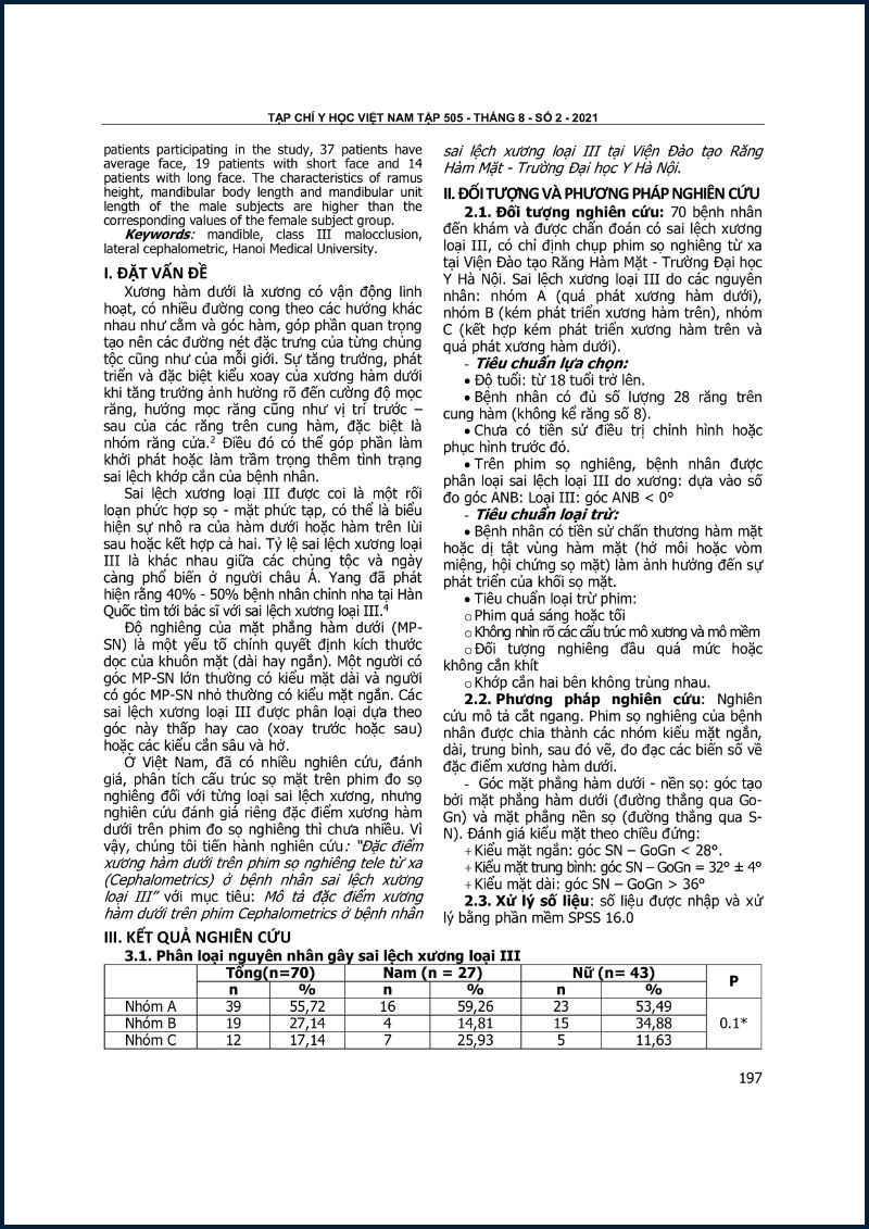 Tài liệu Xương hàm bị lệch - Nguồn VIETNAM MEDICAL JOURNAL N02 - AUGUST - 2021, trang 197