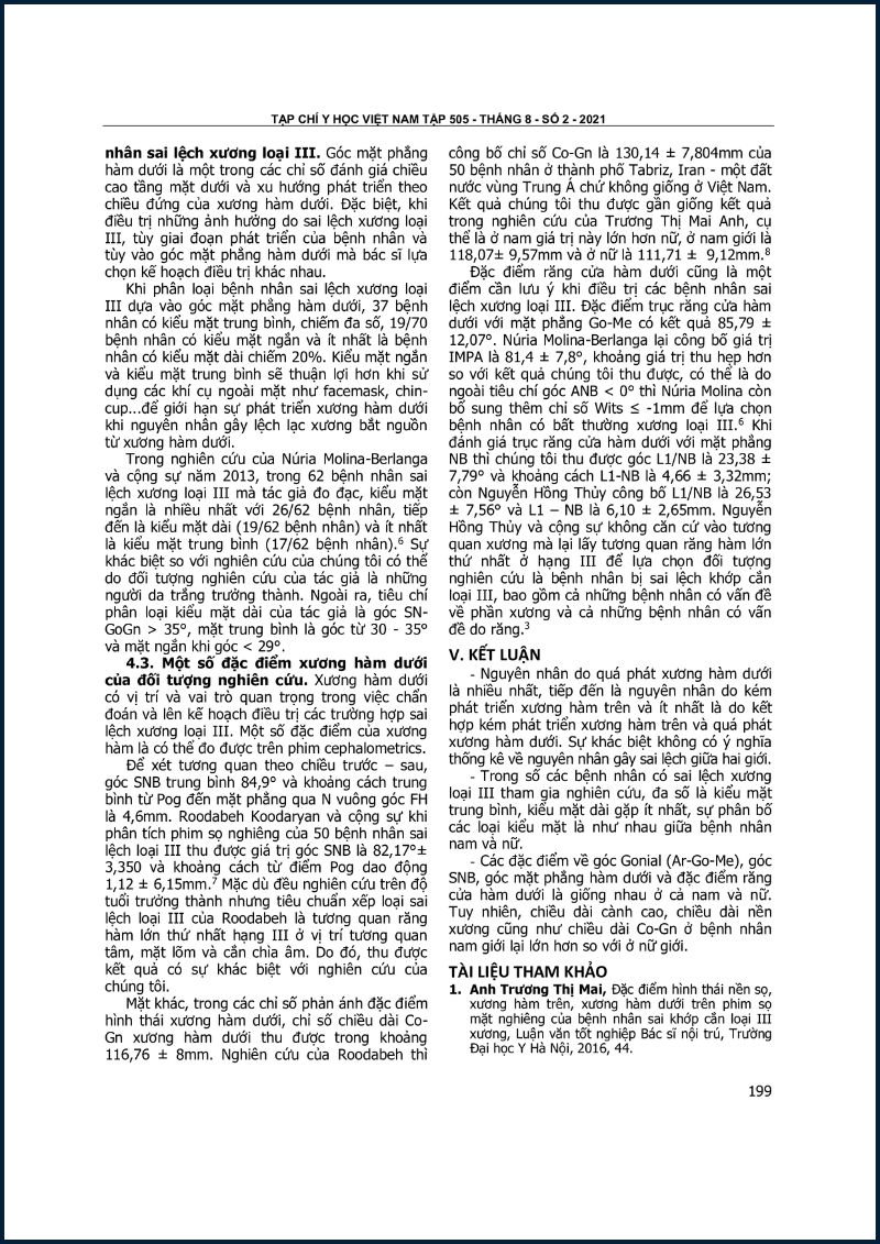 Tài liệu Xương hàm bị lệch - Nguồn VIETNAM MEDICAL JOURNAL N02 - AUGUST - 2021, trang 199